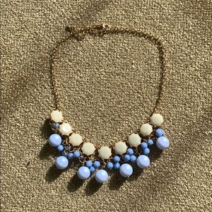 Blue bead and white stone statement necklace